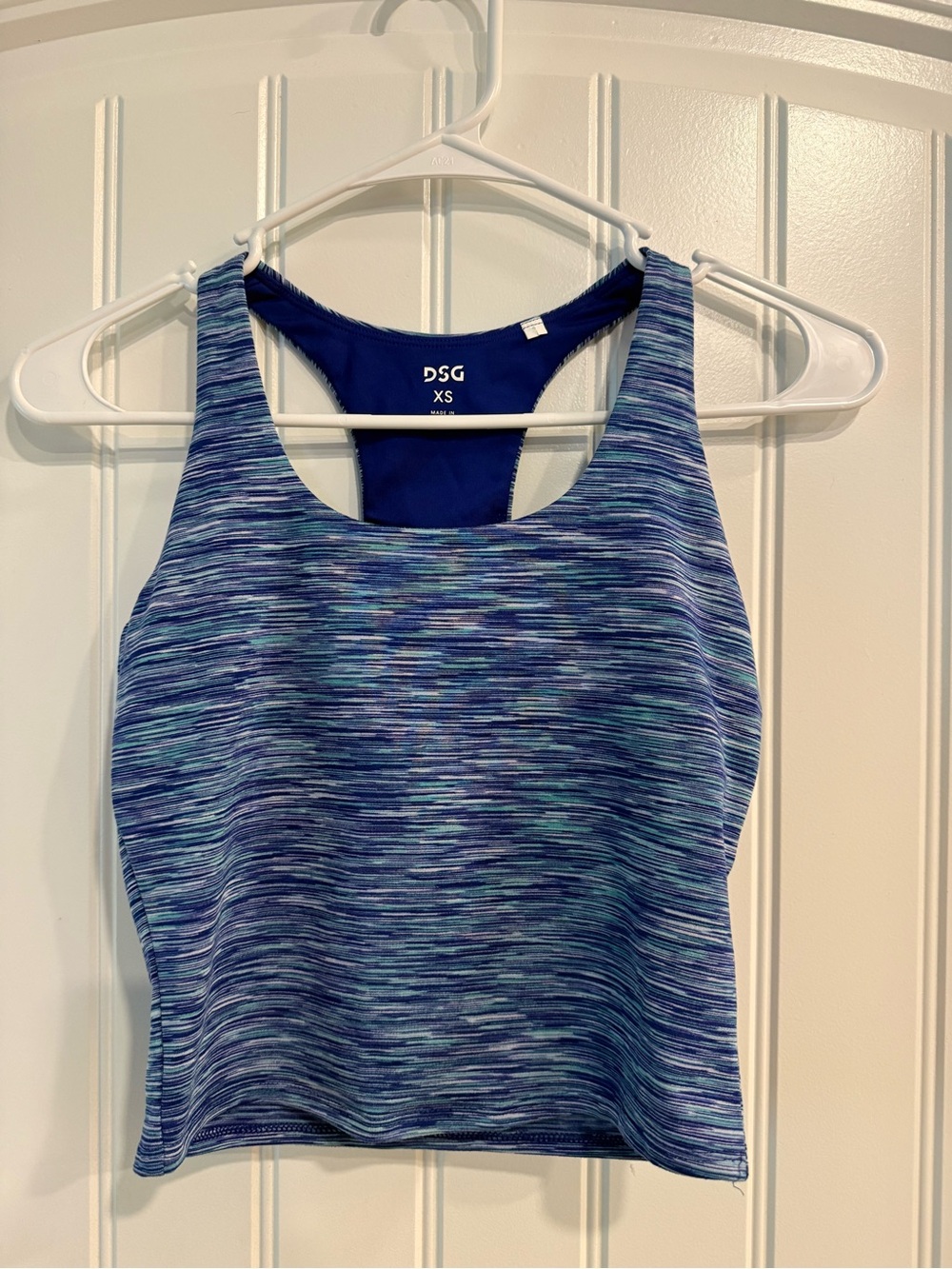 DSG Blue Space-Dye Racerback Crop Tank
